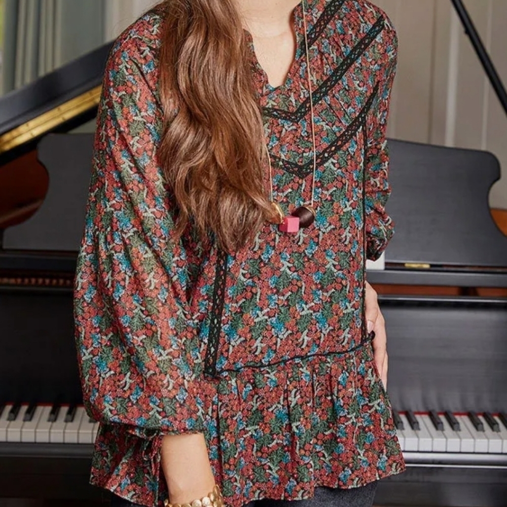 Women's Matilda Jane Choose Your Own Path Carol Top Blouse Small Floral LS